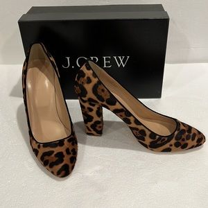 EUC, J. CREW, SZ 9, "STELLA" CALF-HAIR PUMPS, HAZELNUT LEOPARD, MADE IN …